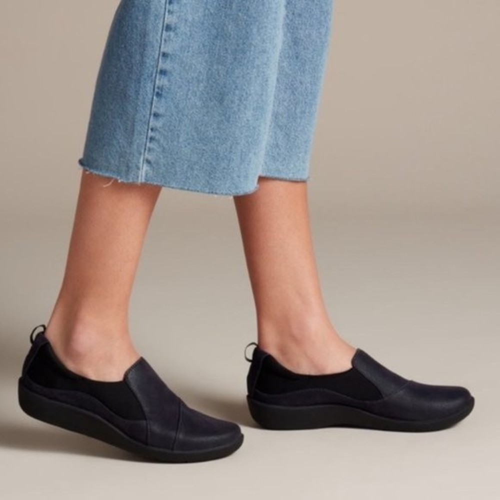Clarks Cloudsteppers Size 9 Sillian Paz Black Slip On Comfort Loafers Shoes